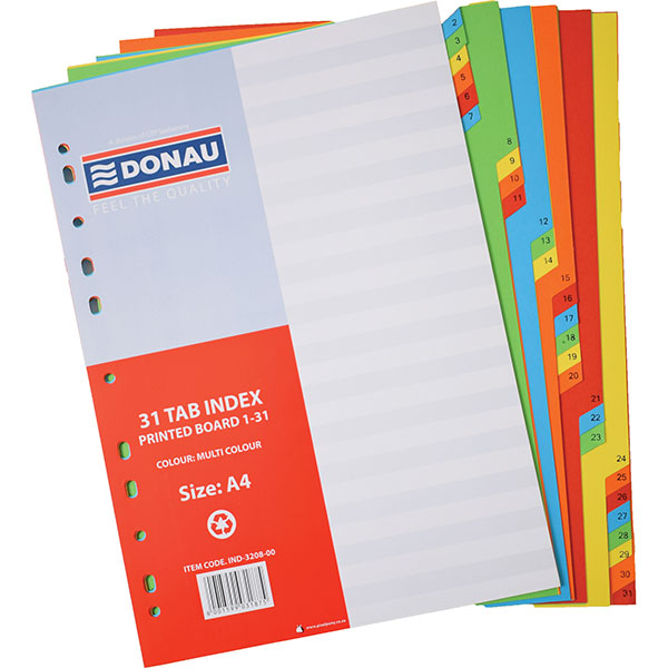 Donua Multi Colour Board Index A4 5 Pos Numbered