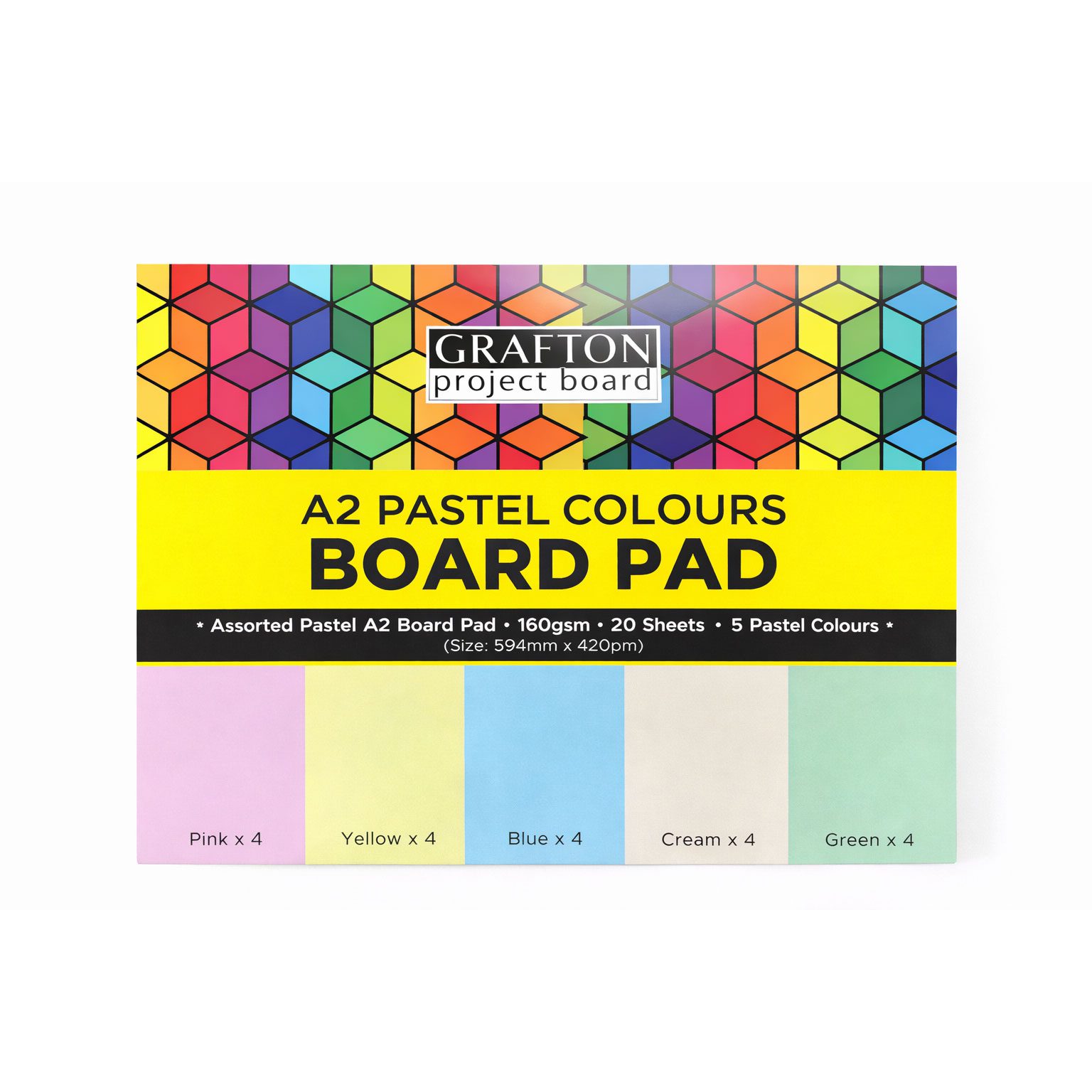Grafton A2 Board Pad (20 Sheet) Pastel Multicolour