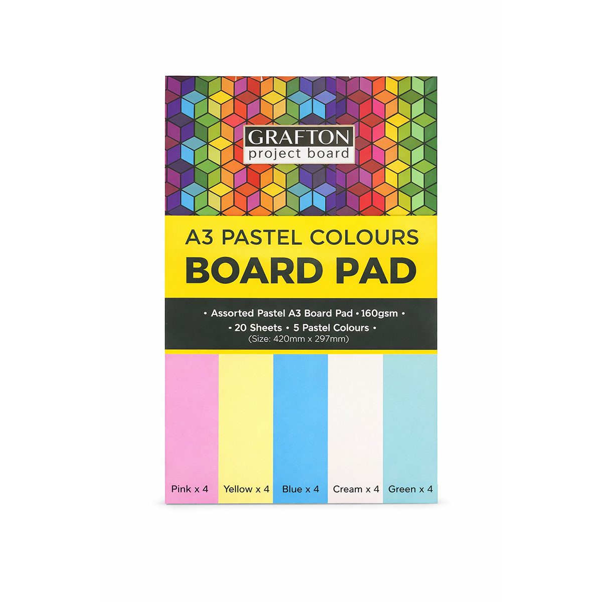 Grafton A3 Board Pad (20 Sheet) Pastel Multicolour
