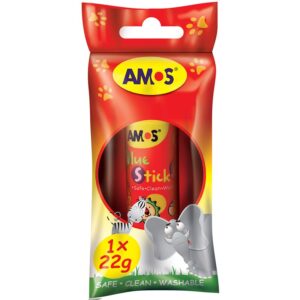 Amos Red Glue Stick Blister Card 22gr 1up