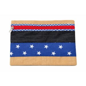 4stationery A5 Hessian And Denim Zipper Bag Blue