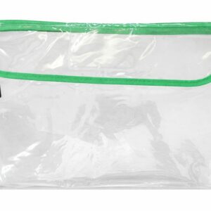 Trefoil Clear Library Bag With Zip And Flap Green