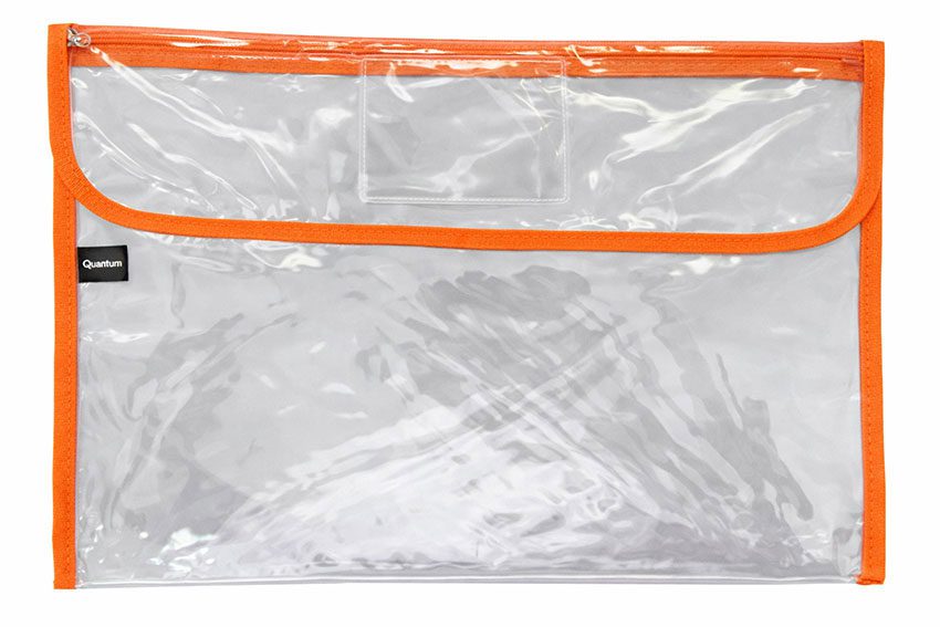 Trefoil Clear Library Bag With Zip And Flap Orange