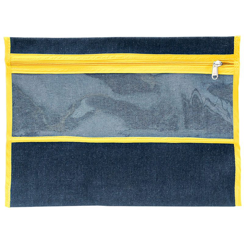 Trefoil Denim Subject Bag With Window Yellow