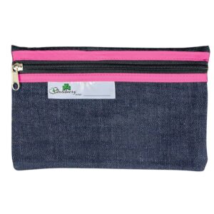 Trefoil School Pencil Bag Denim 22cm Pink