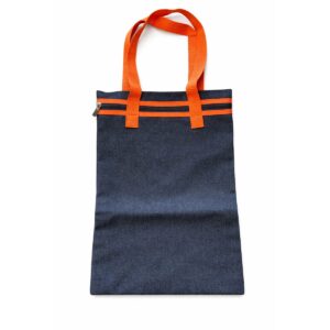 Trefoil Denim Library Bag With Handle Orange