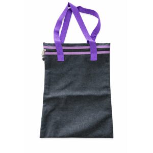 Trefoil Denim Library Bag With Handle Purple