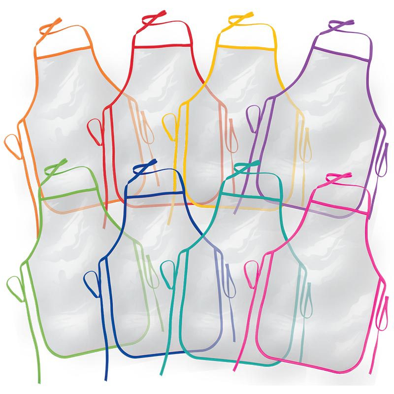 Primary School Clear Apron Single With Trim Purple