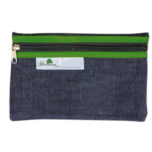 Trefoil School Pencil Bag Denim 22cm Green