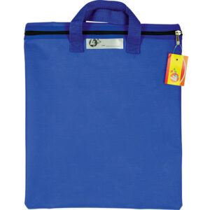 Trefoil Nylon Library Book Bag With Handle Blue