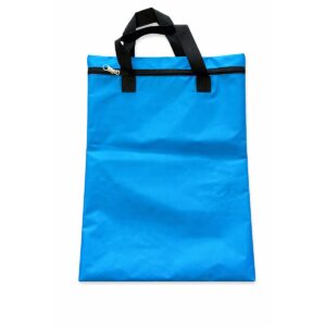 Trefoil Nylon Library Book Bag With Handle Light Blue