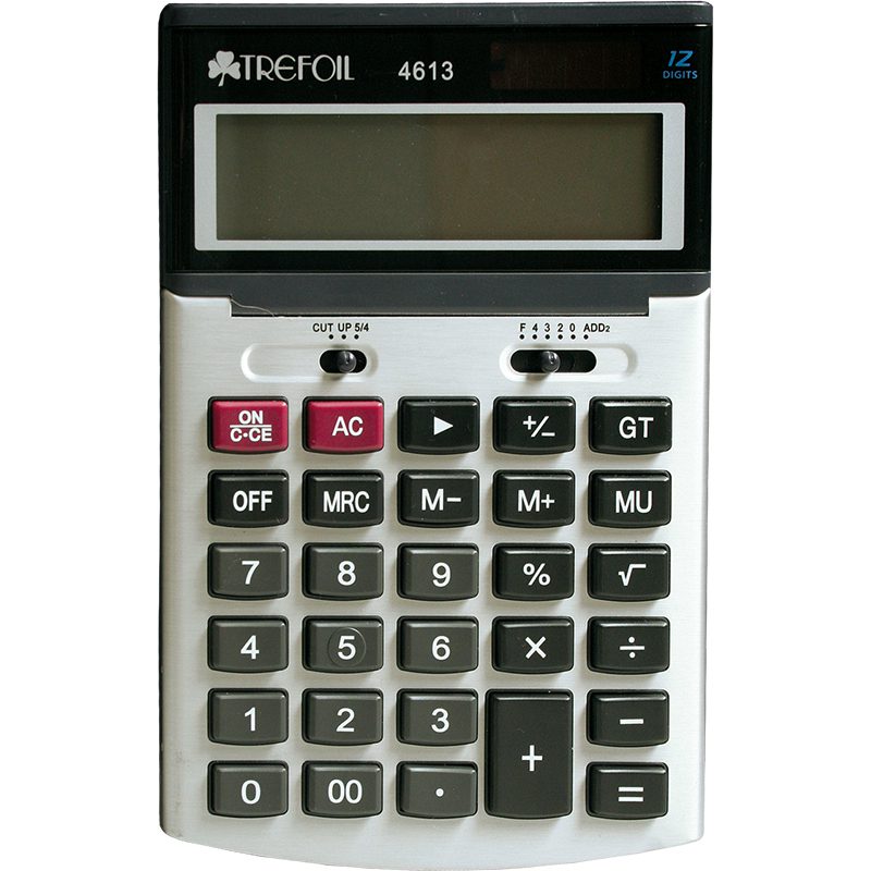 12 Digit Desktop Calculator Large Silver/black 4613