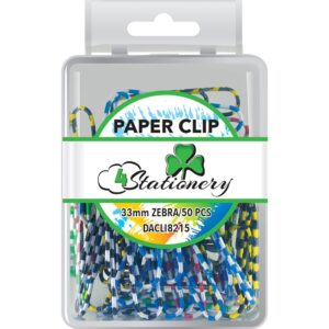 Retail Box Accessories 20pc Paper Clips Zebra 50mm