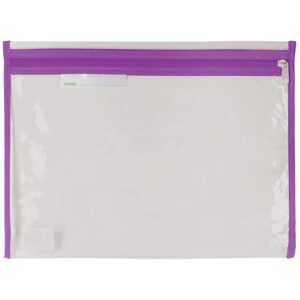 Polyking School Clear Library Bag With Zip 36 X 27cm Purple