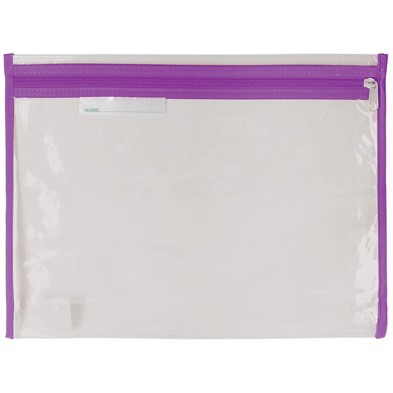 Polyking School Clear Library Bag With Zip 36 X 27cm Purple
