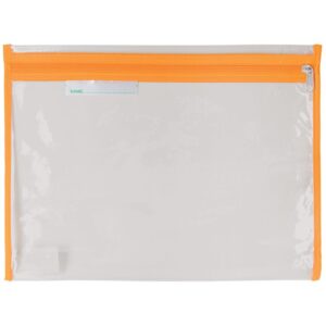 Polyking School Clear Library Bag With Zip 36 X 27cm Orange