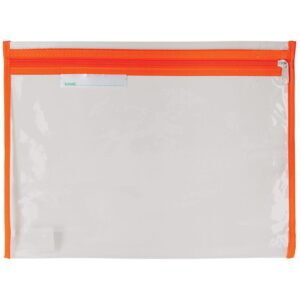 Polyking School Clear Library Bag With Zip 36 X 27cm Red