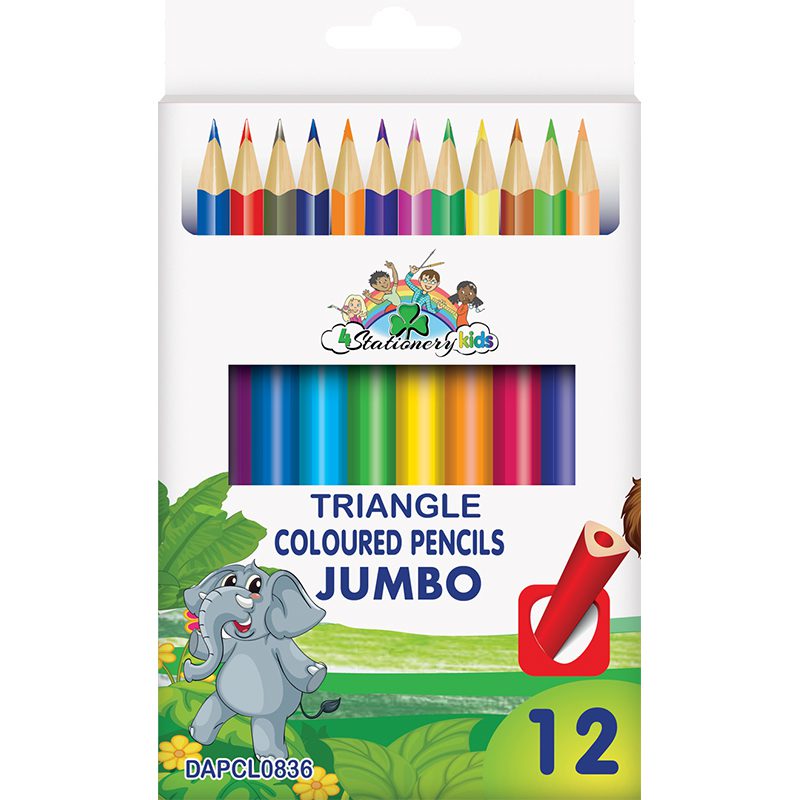 4kids Jumbo Triangular Colouring Pencils 12's Long