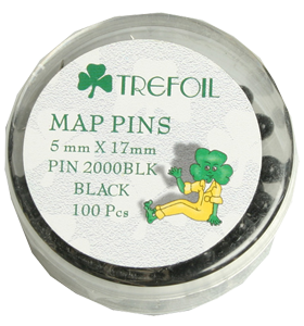 Map Pins Box 100`s Black