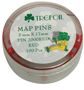 Map Pins Box 100`s Red