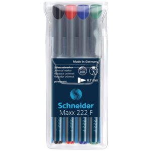 Maxx 222 F - 0.7mm Fine Marker Permanent Wallet Of 4