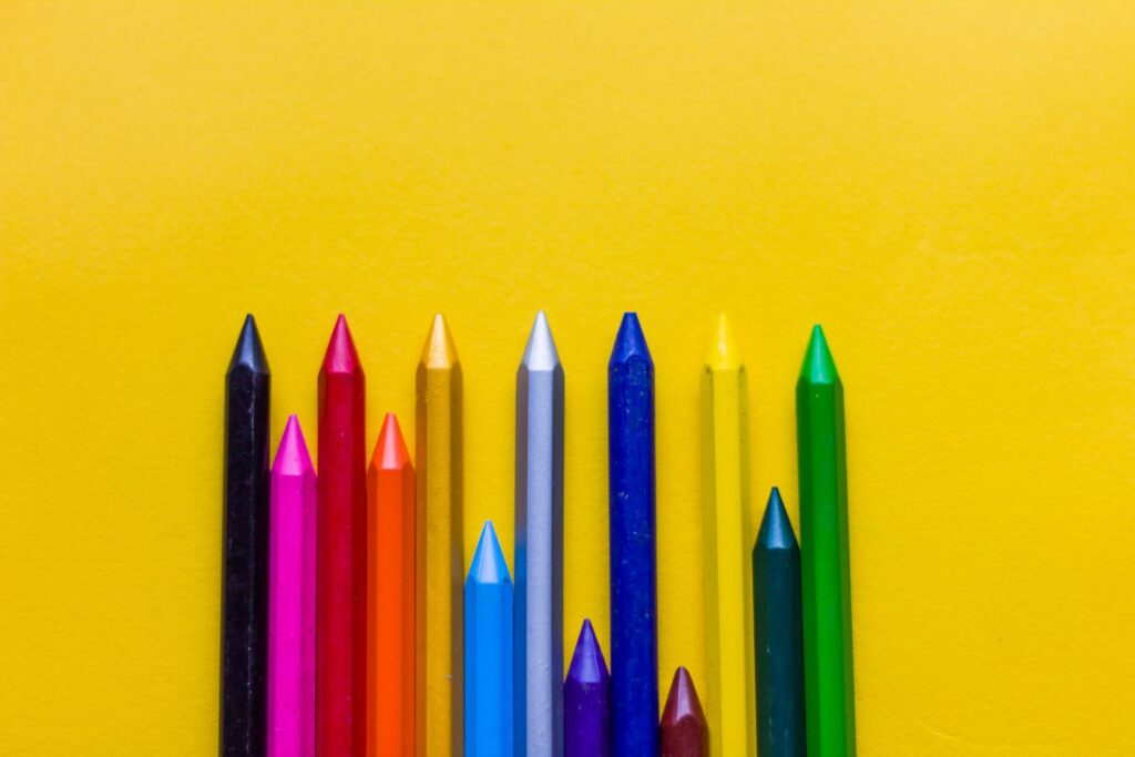 Colourful wax crayons, the kind on a Grade R and Grade 1 stationery list